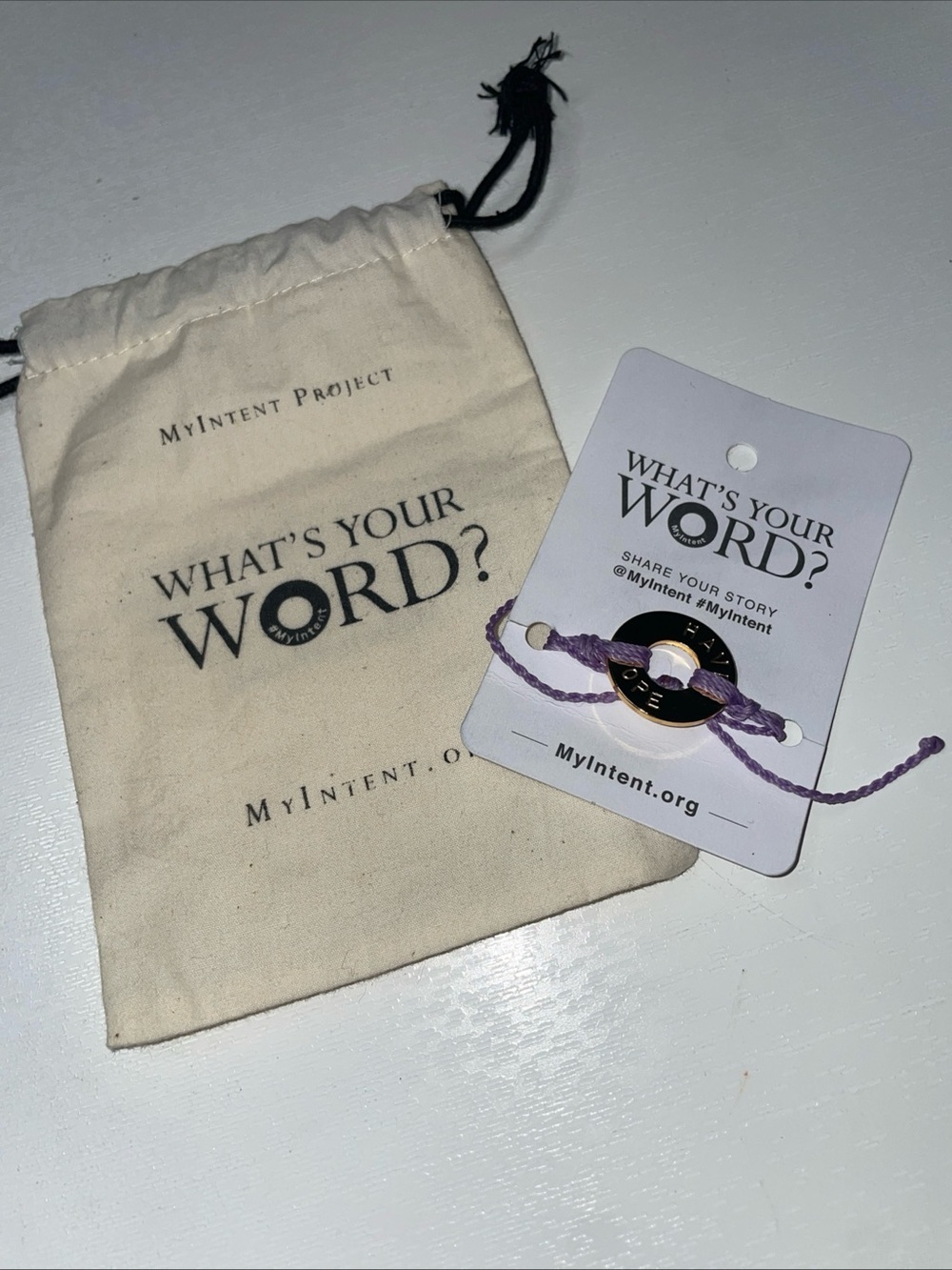 MyIntent Project Twist Bracelet Gold HAVE HOPE w/ Pouch & Card Signed by Doreas